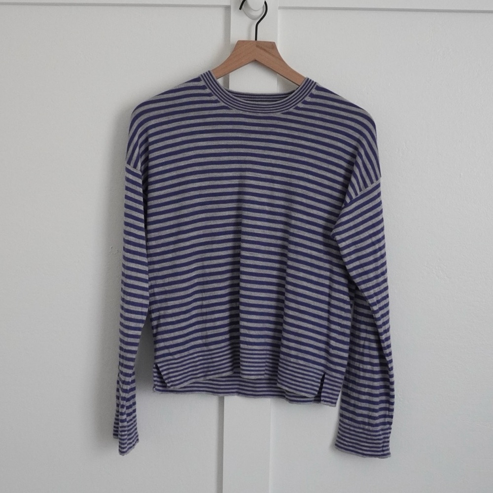 Madewell Merino Wool & Silk Striped Knit Crewneck Sweater
